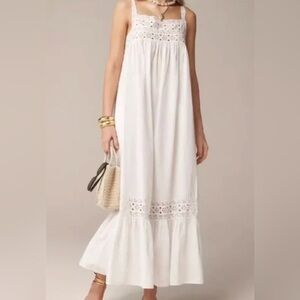 J.Crew Athena Dress White Cotton Midi Dress Large NWT